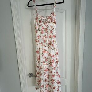 Floral Maxi Dress with Pink and Green Accents